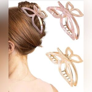 Elegant Pink Butterfly Hair Clip